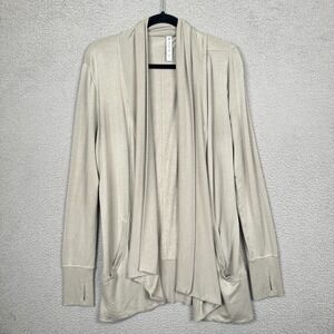 Athleta Top Womens L Gray Pranayama Restore Wrap Open Front‎ Comfort Stretch